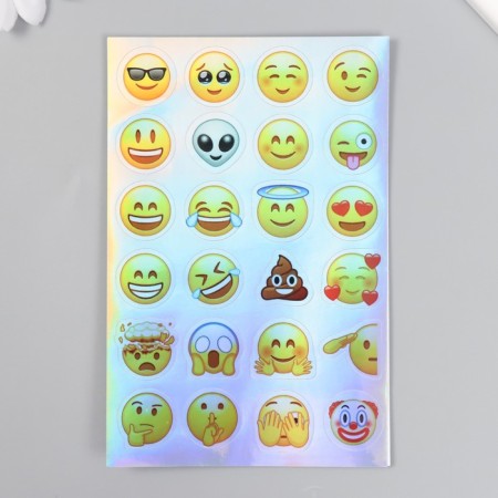 Holographic stickers (stickers) "emoticons" 10x15 cm, 5-227