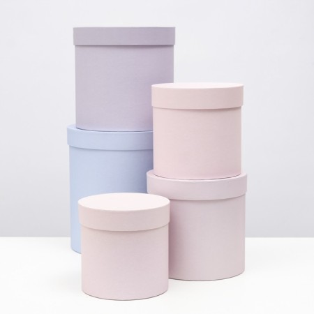 Set of round boxes 5 in 1 "quartz" 23 x 23 x 25 - 15 x 15 cm 15 cm-1