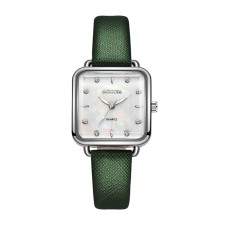 Women's watch, 2.8 x 2.8 cm, green strap