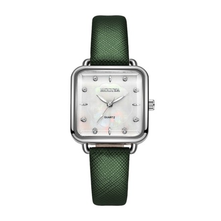 Women's watch, 2.8 x 2.8 cm, green strap