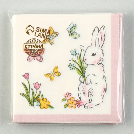 Paper Napkins "Rabbit with butterflies" 25x25 cm, set 20 pcs.-3