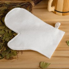 Mitten for a bath felt white