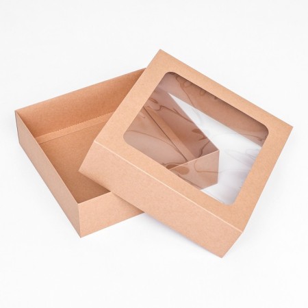 The box is folding, the lid is, with a window, craft, 25 x 25 x 7.5 cm,-3