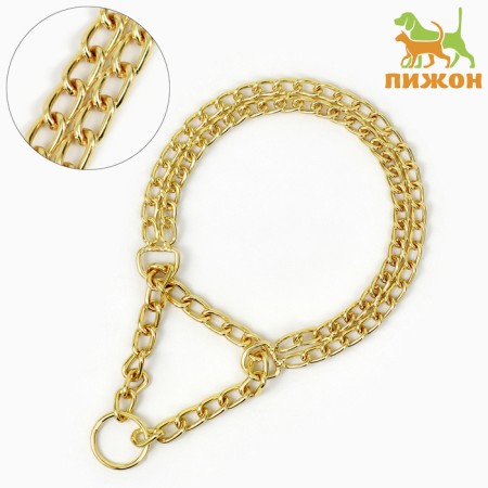 Collar - half -storage of two -rowing metal, 40 cm, wire thickness 2 mm, golden