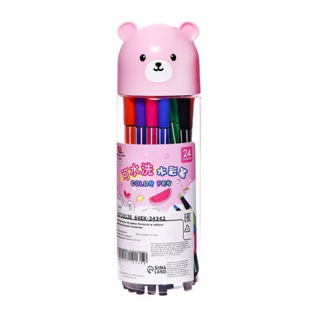 Flomasters 24 colors of stripes in a tube ventilated cap, a bear pink-5