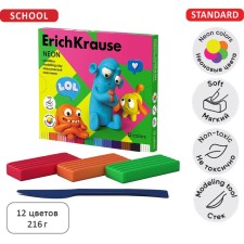 Plasticine 12 colors, 216 g, Erichkrause 