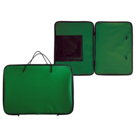 Folder for drawings and drawings A3, 470 x 340 x 20 mm, with handles, with inner pocket, textiles, 1Sh32 "Creativity" Green