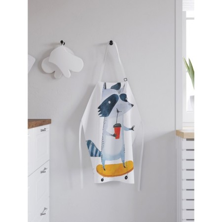 Apron kitchen with a “cheerful raccoon” photo print, adjustable, size OS-1