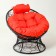 Armchair "Papasan" mini, rattan, with a red pillow, black frame, 81x68x77cm