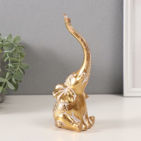 Souvenir Polystone "Elephant. Indian patterns" gold 7x6.5x19 cm-3