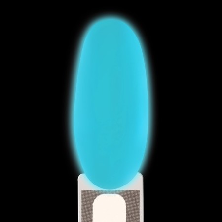 Gel nail polish "Glow in the Dark", 3-phase, 8 ml, LED/UV, fluorescent, turquoise-blue color (15)-11