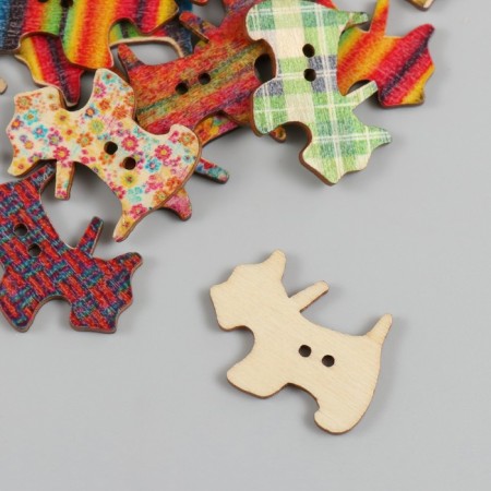 Buttons wood for creativity 2 punctures "terrier" set of 20 pcs 2.8x2 cm-2