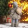 Santa Claus "In a gray suit with skis" 30x18 cm