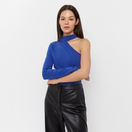 Women's longing on one shoulder Minaku: Basic Line Blue Blue, size 40-5