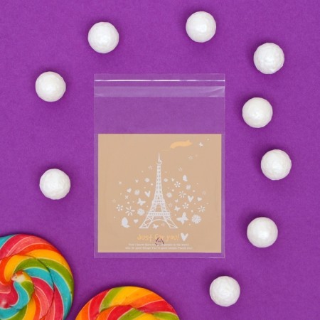 BOPP package with sticky tape, Paris, 7*7+3cm-2