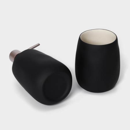 Savanna Soft bathroom set, 2 items (soap dish, glass), black color-2