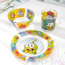 Set of dishes for children Priority “AM NEM”, 3 subjects: plate d = 20 cm, salad bowl d = 13 cm, mug 200 ml, glass
