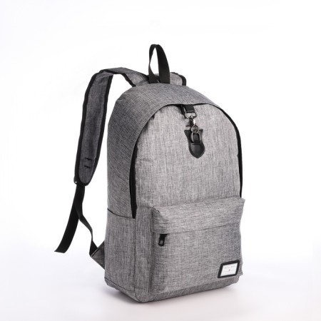 Youth backpack from textiles on a zipper, 3 pockets, headphone opening, color gray color-2
