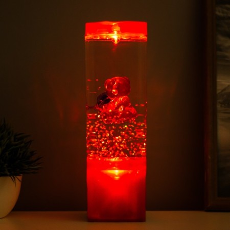 Lava-lamp "Bear" LED 2W from batteries 3haa red 7x7x24 cm-1