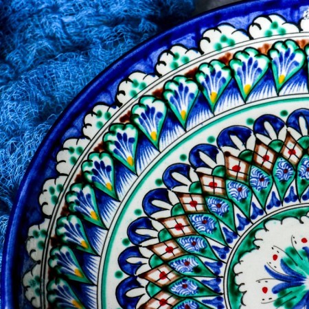 Largan Rishtan ceramics "Patterns", 25 cm, Blue Mix-3