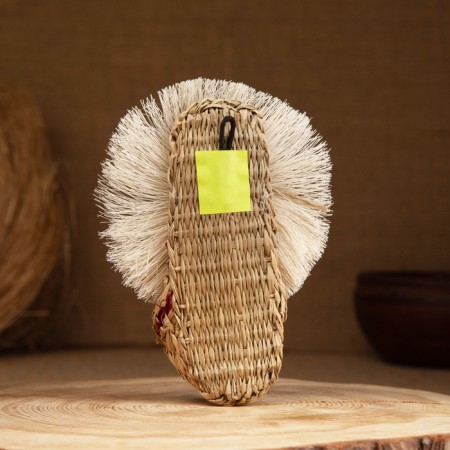Ringing house on bast shoes, with a broom, 15 cm, mix-2