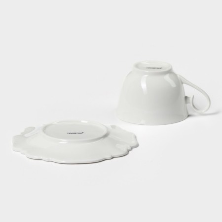 Tea steam porcelain Magistro "suite", 2 items: 280 ml mug, saucer d = 15.5 cm, white color-3