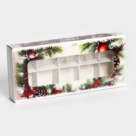 New Year. Box for 10 sweets "Happy New Year!", 9.8 x 22 x 3.5 cm, confectionery packaging-1
