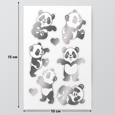 Stickers (stickers) "Panda" 10x15 cm, color silver, 5-324-2