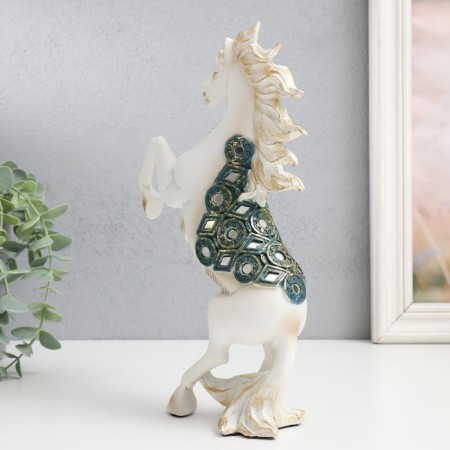 Souvenir Polystone "Imperial Horse, white with mirrors on the lice" 14.5x7x24.5 cm-1