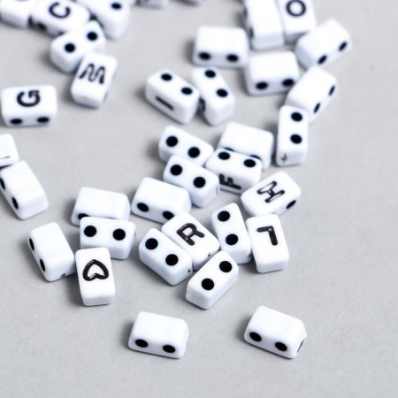 Beads for creativity plastic "Letters, signs, numbers, dominoes" Set 20 grams 0.5x0.8x0.4 cm-1