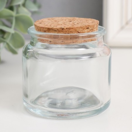 Bank for candles glass with a “transparent” stopper 100 ml 6.5x6.5x6.5 cm