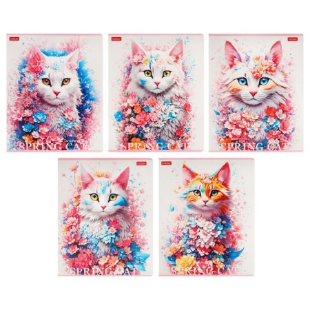 Notebook 48l CL Spring Cat, regional charts, rounded carriers, bl 65g/m2, mix