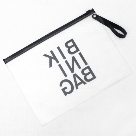Cosmetic bag for a swimsuit on zip-lice, white / black color-3