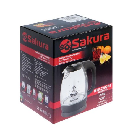 Electric kettle Sakura SA-2715GR, glass, 1.7 l, 2200 watts, green-7