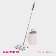 Schwabra with an annex and a bucket of the Dolyana: a bucket with compartments of 21 × 18 × 37, mop 32 × 12 × 128 cm, additional nozzle made of microfiber