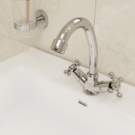 MILARDO DUPLEX DUPSB00M01 sink mixer, two -welfare, pour height 195 mm, chrome 50494-1