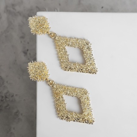 Earrings Metal "Caribbean" Rombs, Color Gold-5