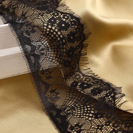 Lace cilia, 90 mm × 9 ± 0.5 m, in Bobin 3 pcs 3 m, black color