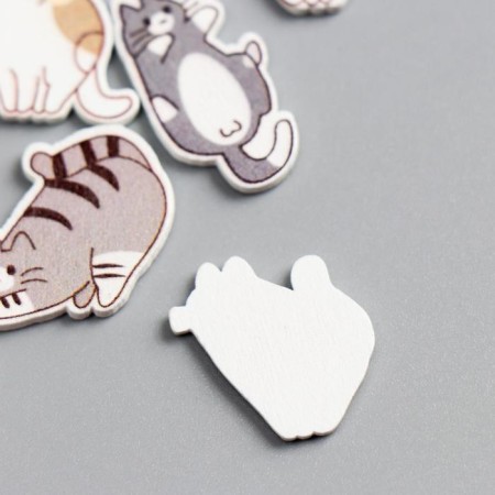 Decor for creativity wood "striped cats" set of 10 pcs 2.2x1.6 cm-2