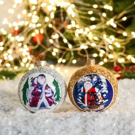 New Year's ball "Santa Claus Walking" mix D-8 cm, mix-2