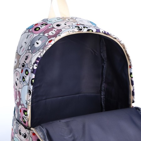 School backpack from textiles on a zipper, 3 pockets, pencil case, color colorful color-7