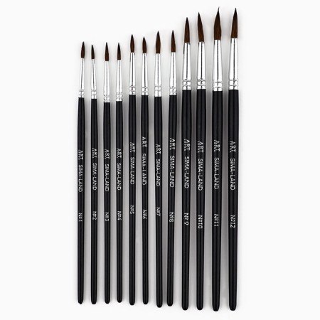 Drawing brush, pony set is round, 12 pcs. No. 1.2,3,4,5,6,7,8,10,11,12 Klimt-1