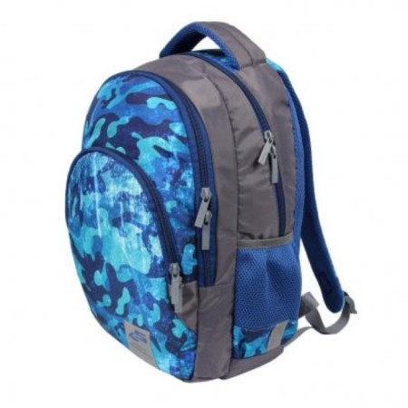 School backpack, textiles, luris print Camouflage blue, 30x17x44 cm-1