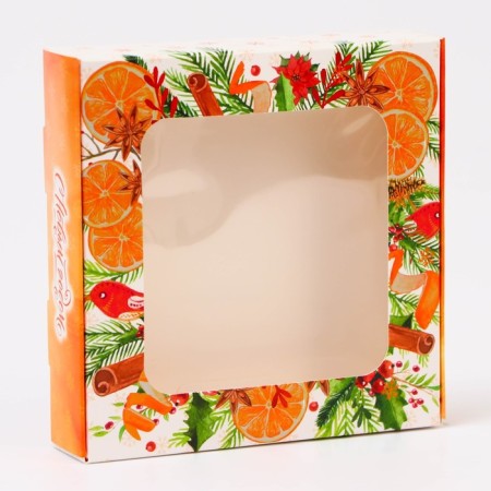 Gift box team with the window "Happy New Year!", 13 x 13 x 3 cm-1