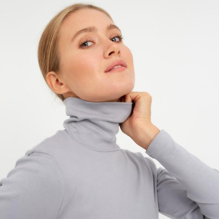 Women's turtleneck Minaku: Basic Line, gray color, size 42-3