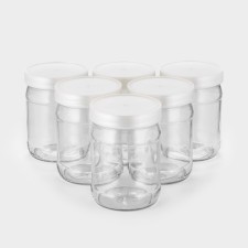 A set of glass cans with a silver polymer lid, TO-82 mm, 450 ml, 6 pcs.