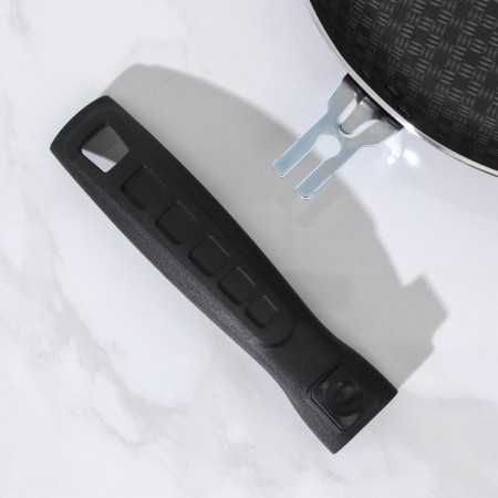 The pan "hostess", d = 24 cm, removable handle, glass cover, anti -stick coating, burgundy color-1