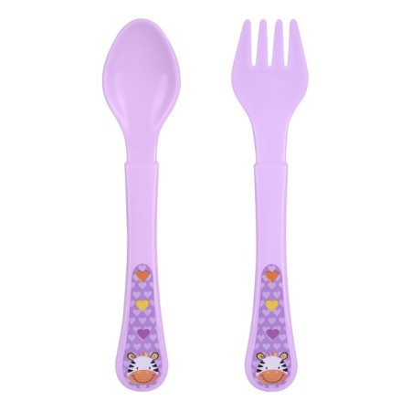 A set of cutlery for feeding "Safari", 2 items: spoon, fork, from 4 months., Mix colors-6