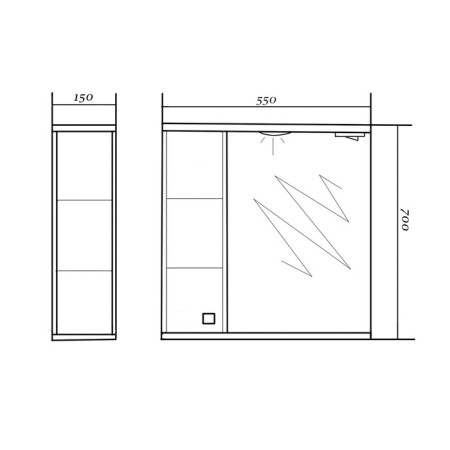 Cabinet-mirror quad (with backlight) left 55 15 cm x 55 cm x 70 cm-2
