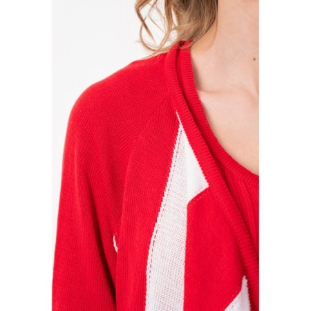 Cardigan female, size 46, red color, white-2